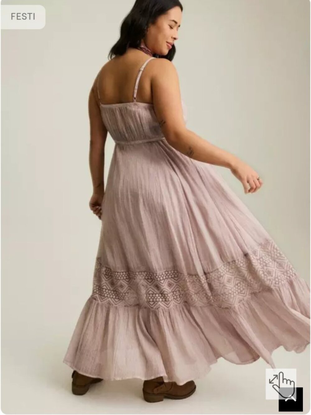 NWT. Torrid FESTI Tie-Back Maxi Pink Rose Dress. Brand new with tags! - Picture 3 of 3
